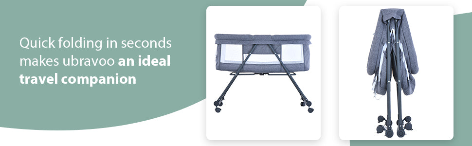 Baby Reisbed met Matras & Stille Wielen – Omvormbare Schommelwieg