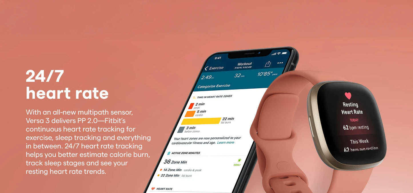 Fitbit Versa 3 – GPS, Calls, Fitness & Sleep Tracker