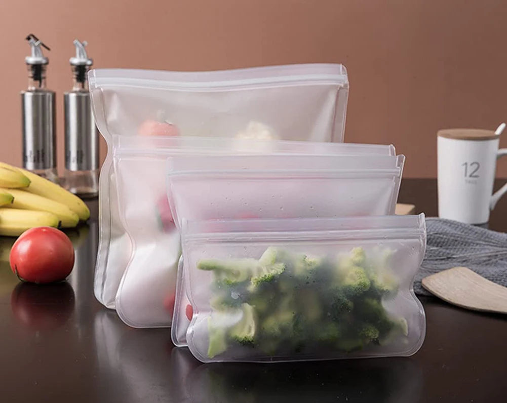 Reusable Silicone Food Storage Bags – Leakproof, Stand-Up, Zip Shut
