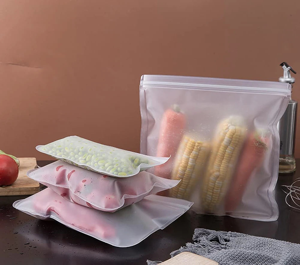 Reusable Silicone Food Storage Bags – Leakproof, Stand-Up, Zip Shut