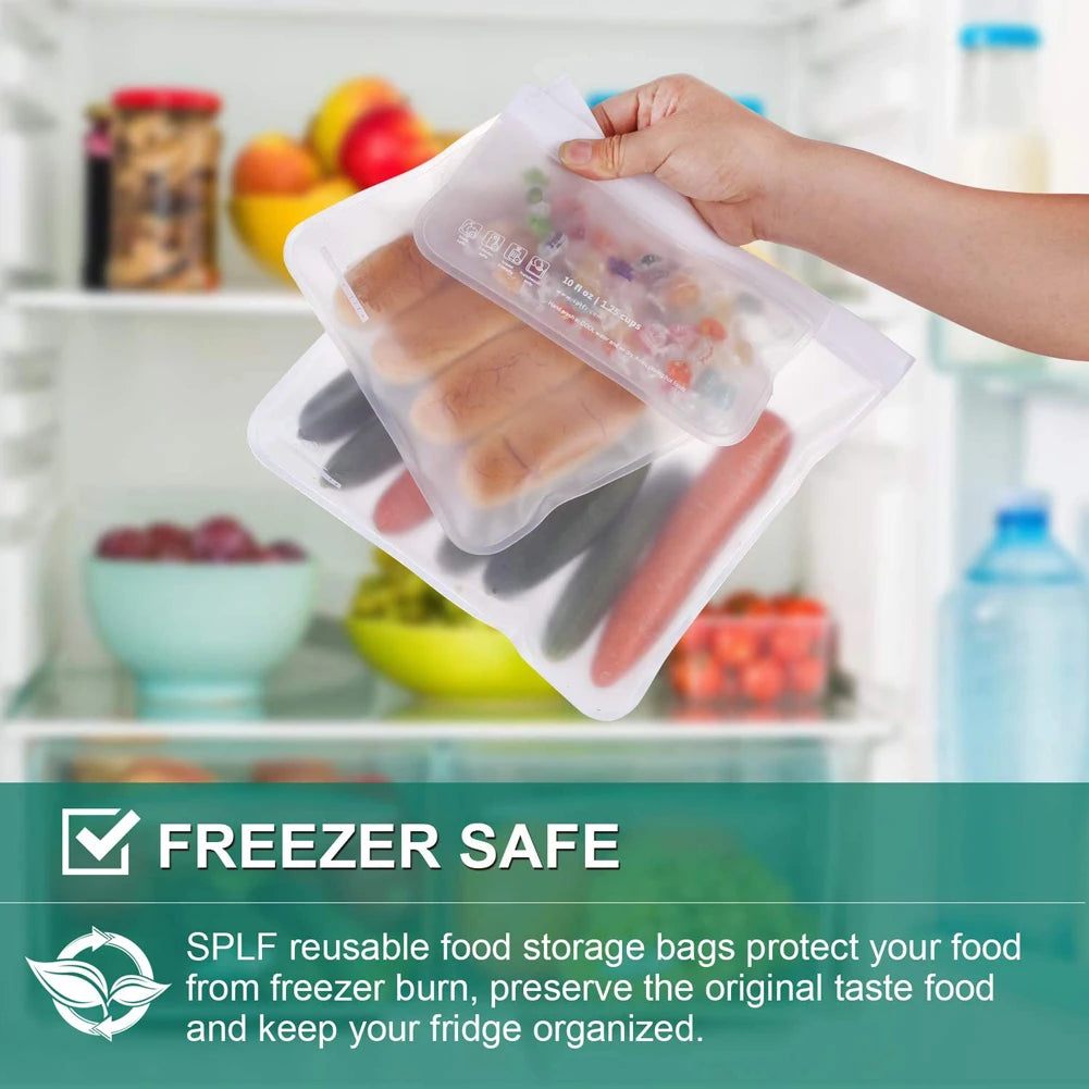 Reusable Silicone Food Storage Bags – Leakproof, Stand-Up, Zip Shut