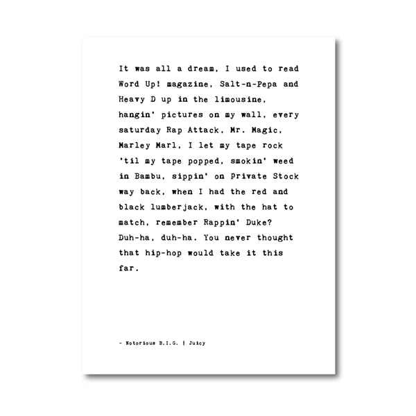 Biggie Smalls Notorious B.I.G Posters and Prints Hip Hop Music Lyrics Quote Black White Wall Art Canvas Painting Home Decor