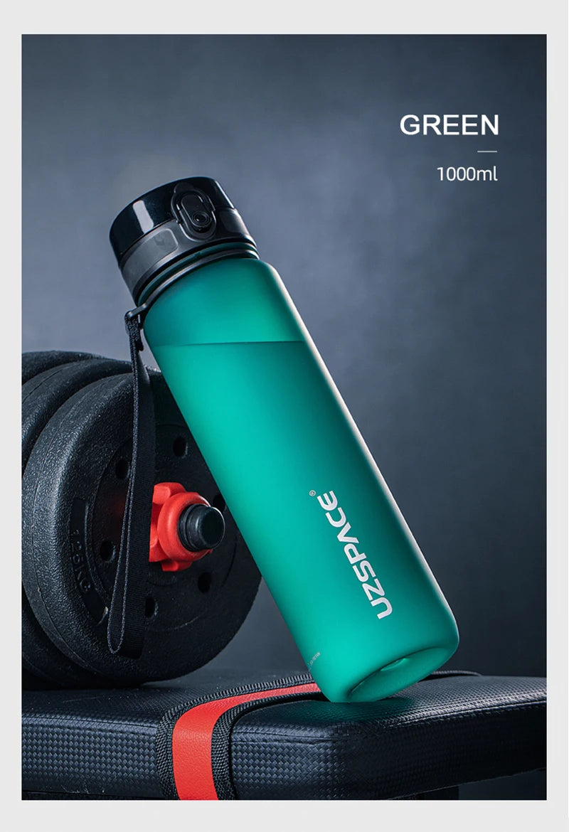 UZ Sports Water Bottle BPA Free Portable Leakproof Shaker Bottle Tritan Plastic Drinkware 500/1000ML Jug for Camping Gym School