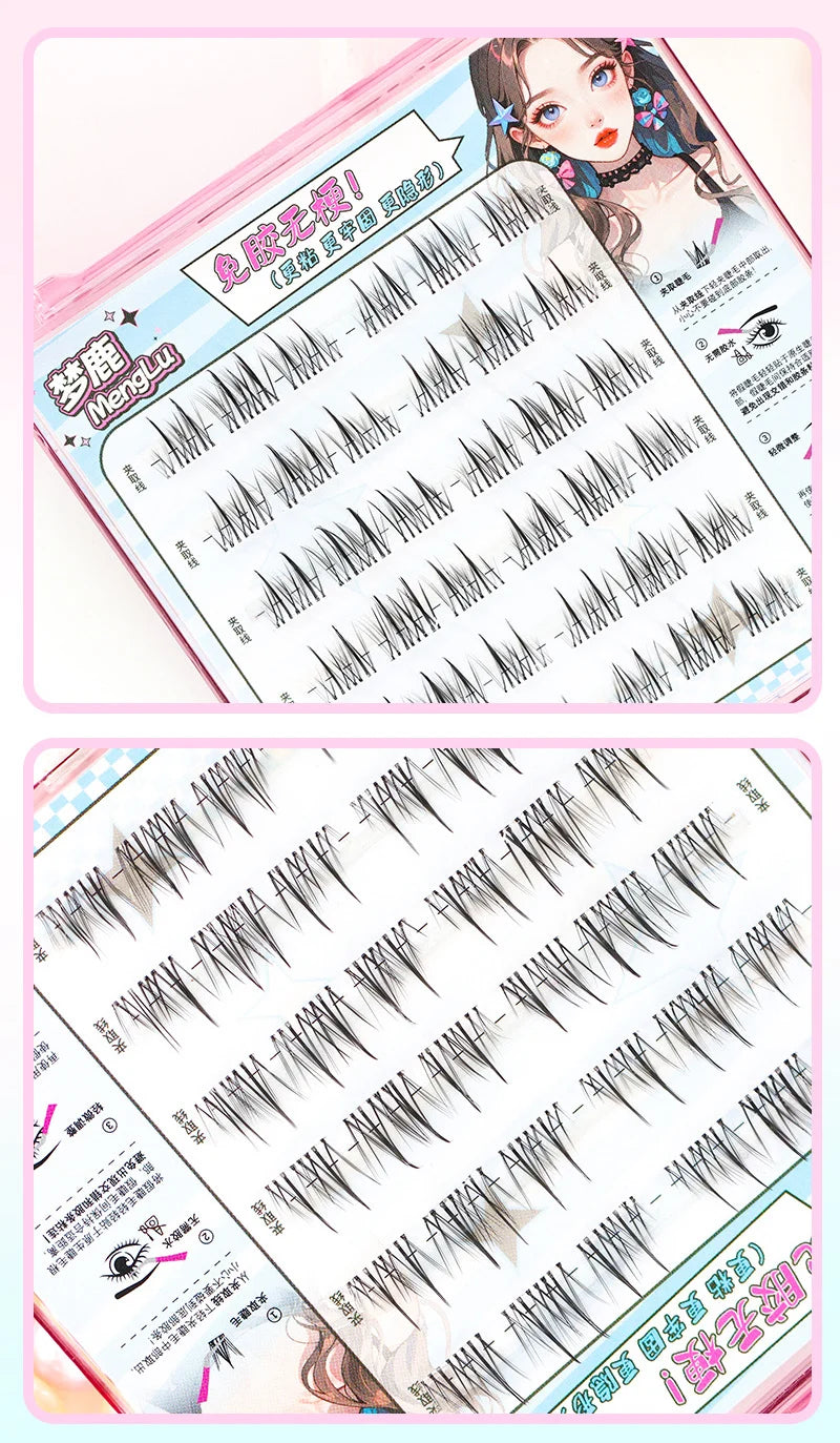 Upgraded Sunflower False Eyelashes No Glue Fake Lashes Natural Reusable Band-Free Lashes Manga Lash Makeup Korean
