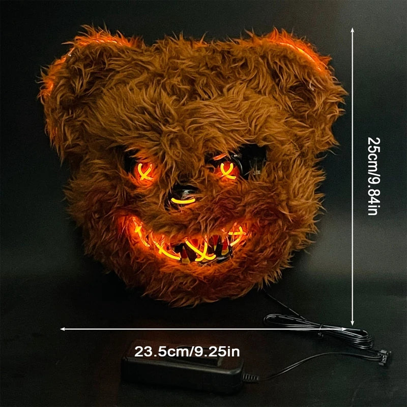 NEW LED Light Halloween Cosplay Face Mask Party Show Stage Make-up Horror Bloody Rabbit Bear Mask Cartoon Carnival Head Cover
