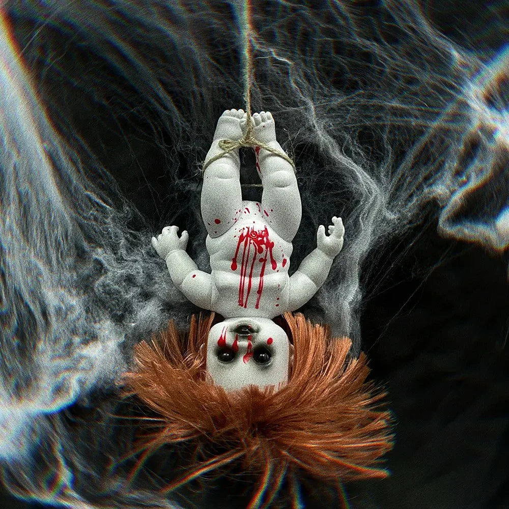 Horror Ghost Baby Hanging Doll Halloween Bar Ghost Courtyard Horror Doll Prop Ghost Festival Happy Halloween Day 2024 Decoration