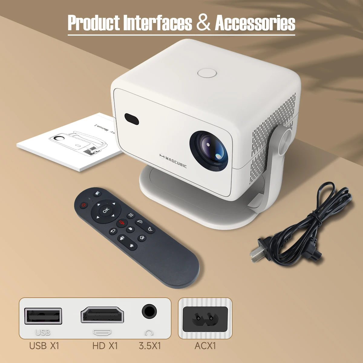 Magcubic L018 1080P Smart Projector with Android 11 – 650 ANSI, 4K Support, WiFi 6, Bluetooth 5.2