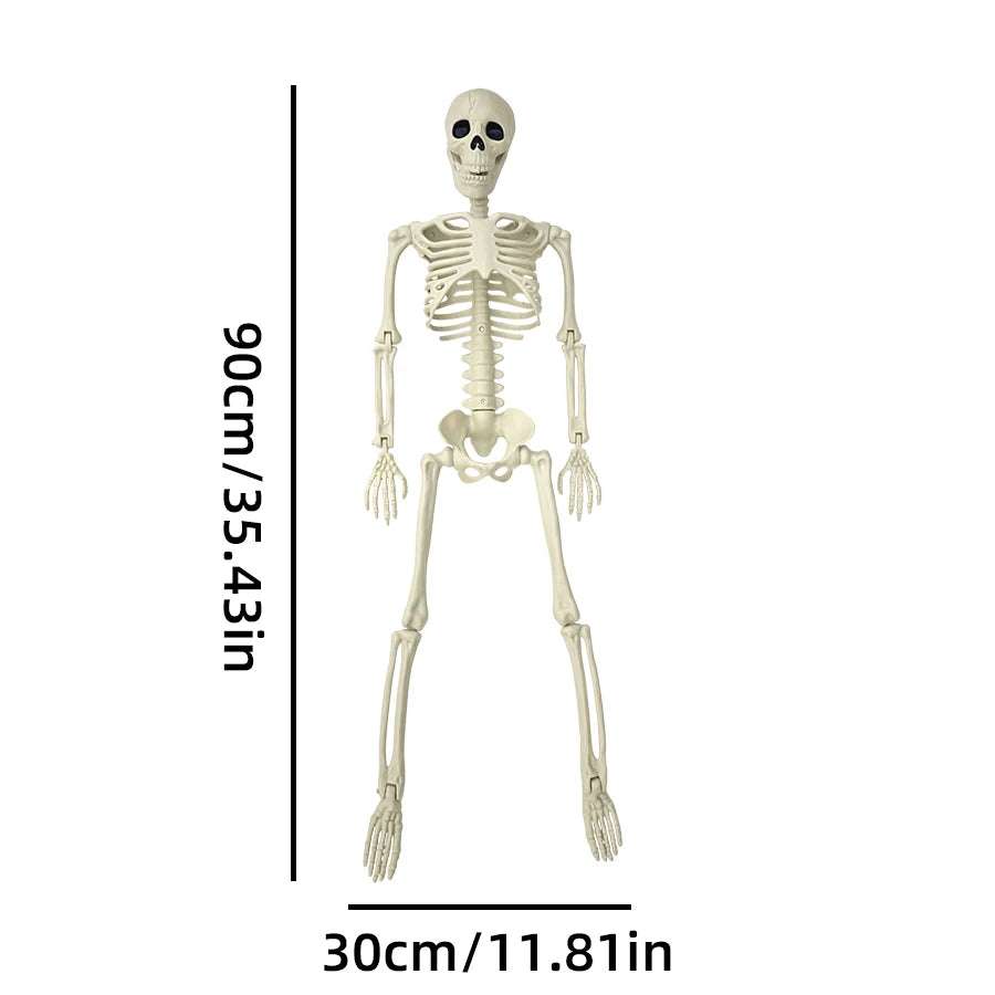 Full Life Size Home Evil Party Decoration Horror Scary Movable Big Skull 90CM Halloween Movable Skeleton Halloween Ornament Toys
