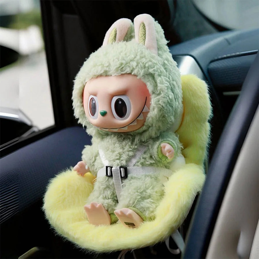 Car Doll Safety Seat for 17cm Labubu – Cute Car Interior Decor