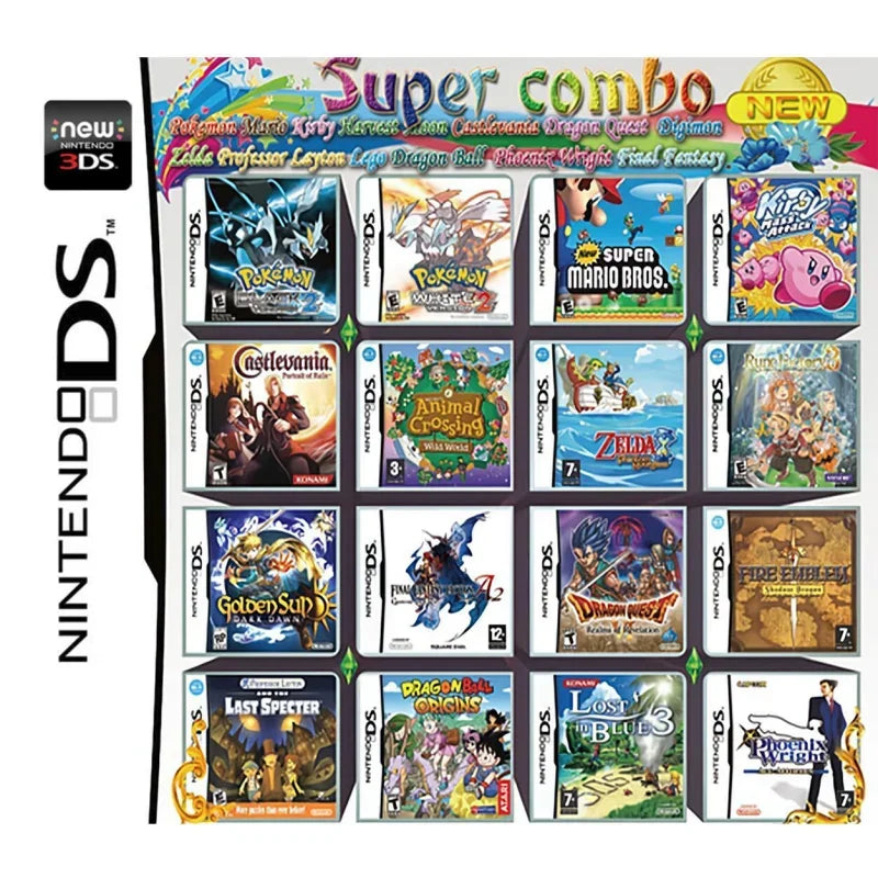 Game Combo Card voor 3DS/NDS โ 208 in 1, 510 in 1, 482 in 1, 23 in 1 Classic