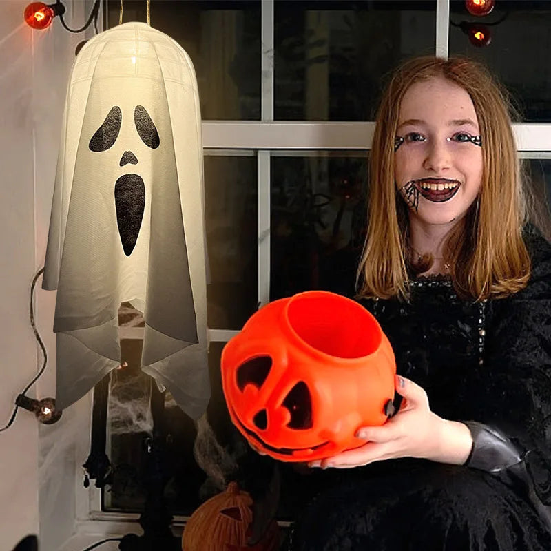 Halloween Ghost LED Light Hanging Ghost Home Decoration Outdoor Ghost House Bar Hanging Light Horror Prop Party Decoration