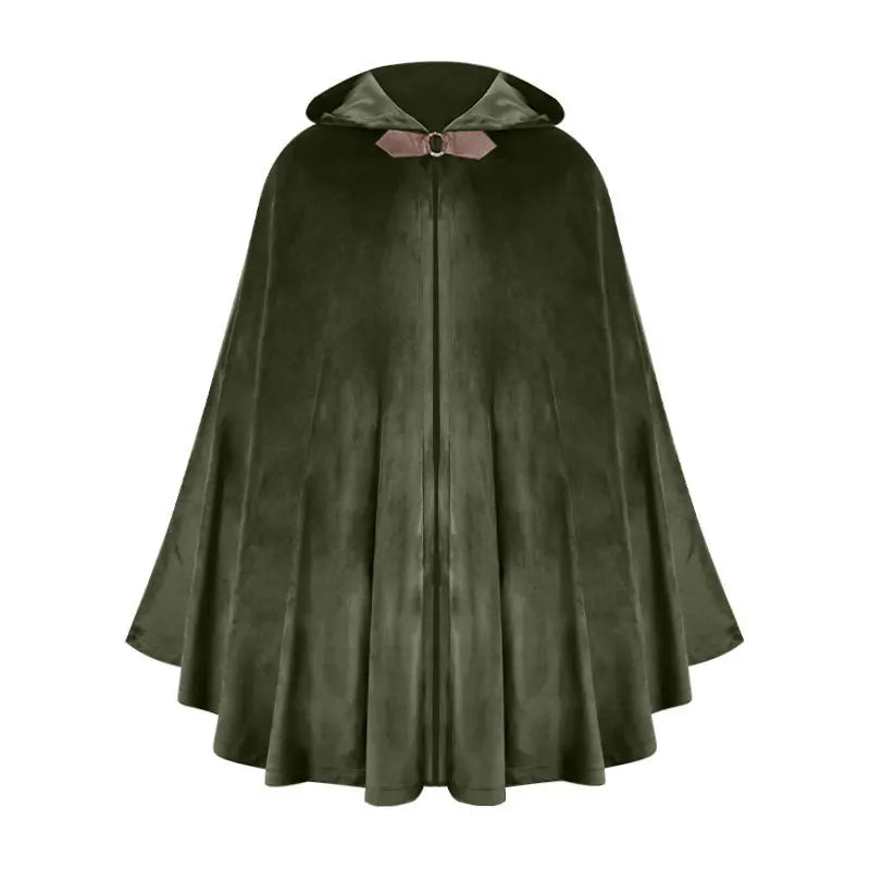 Men's Velvet Cloak with Hood, Renaissance Medieval Hooded Cloak for Women, Halloween Hood Cape with Metal Loop Clasp