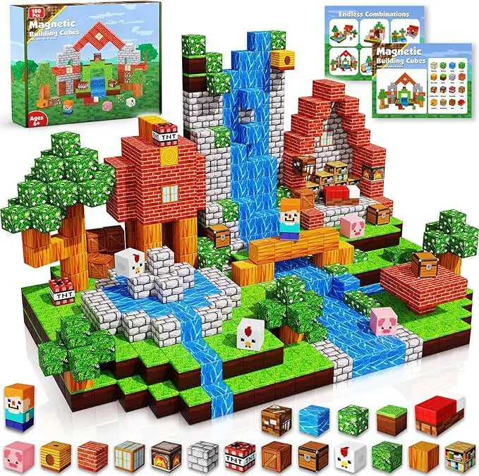 2025 NEW Magnetic Blocks Game Mine Magnet Worlds DIY Toys For Boys Girls STEM Montessori Sensory Cubes Game Toys Christmas Gifts
