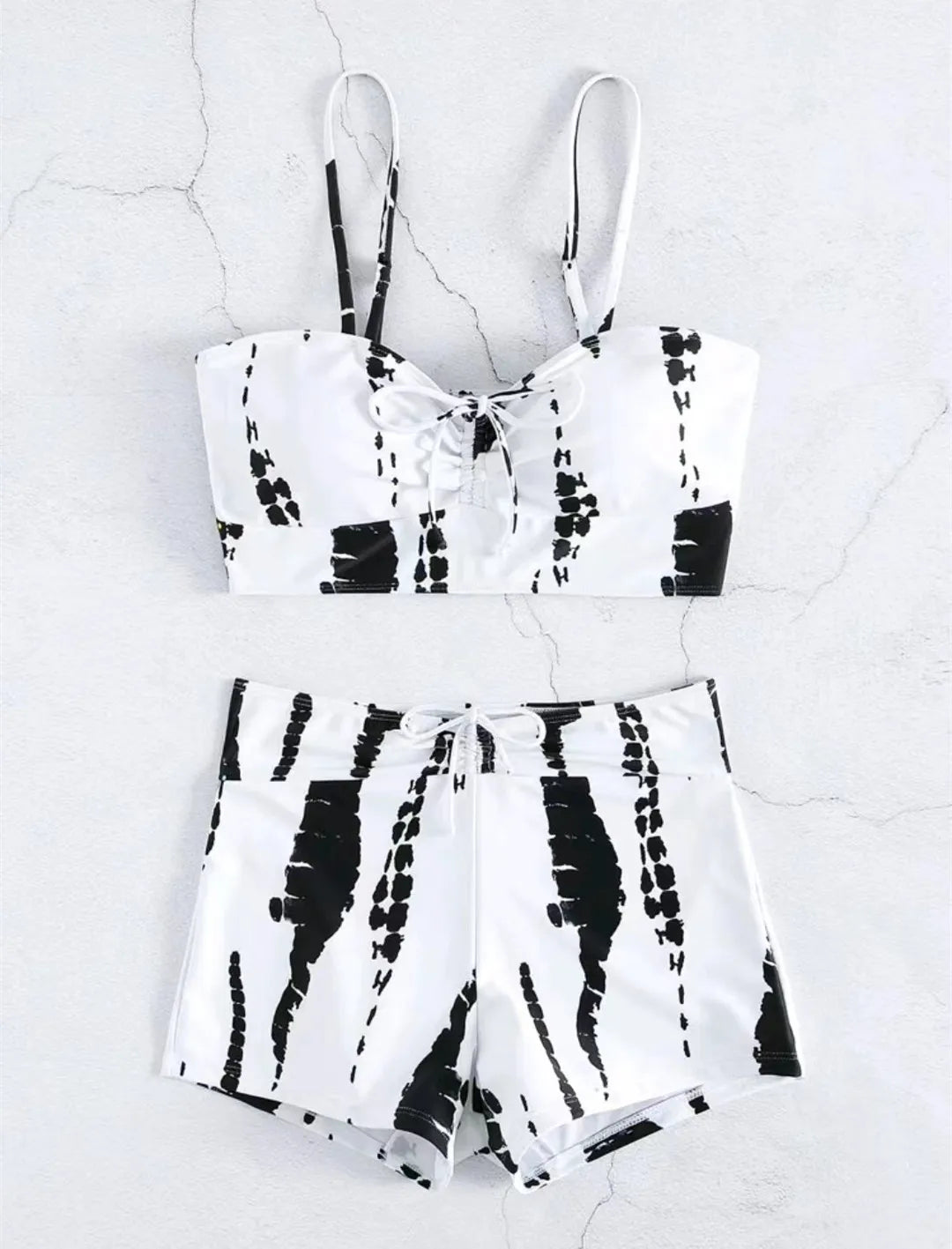 2025 High Waist Drawstring Front Bikini Set – Women's Swimsuit Swimwear Beachwear