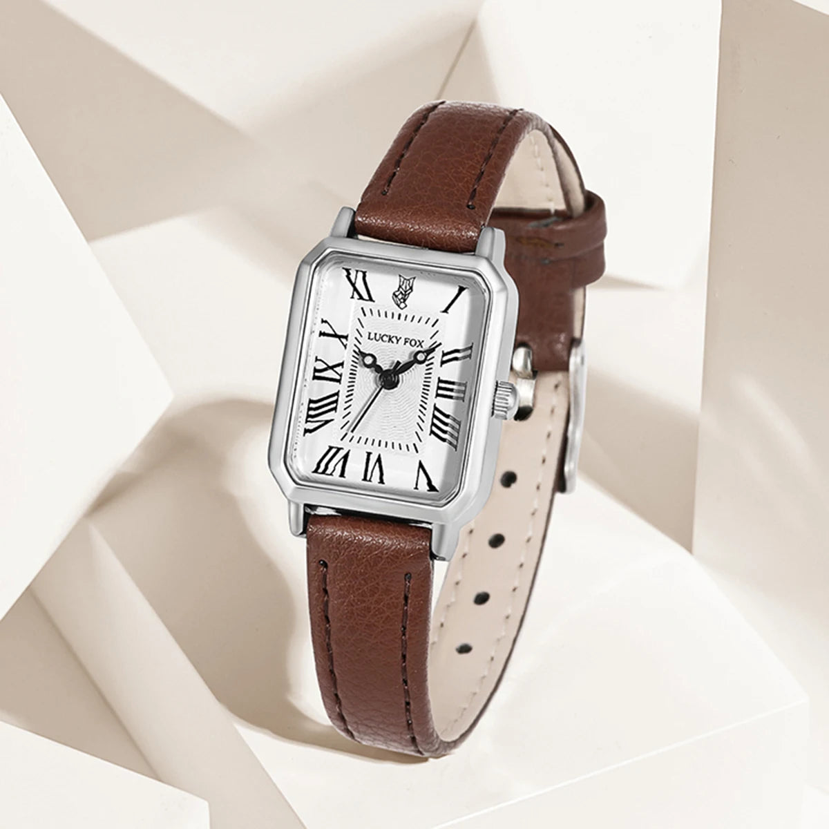 Fashion Rectangle Quartz Wrist Watch for Women Luxury Brand Roman Dial Leather Strap Ladies Watches Clock