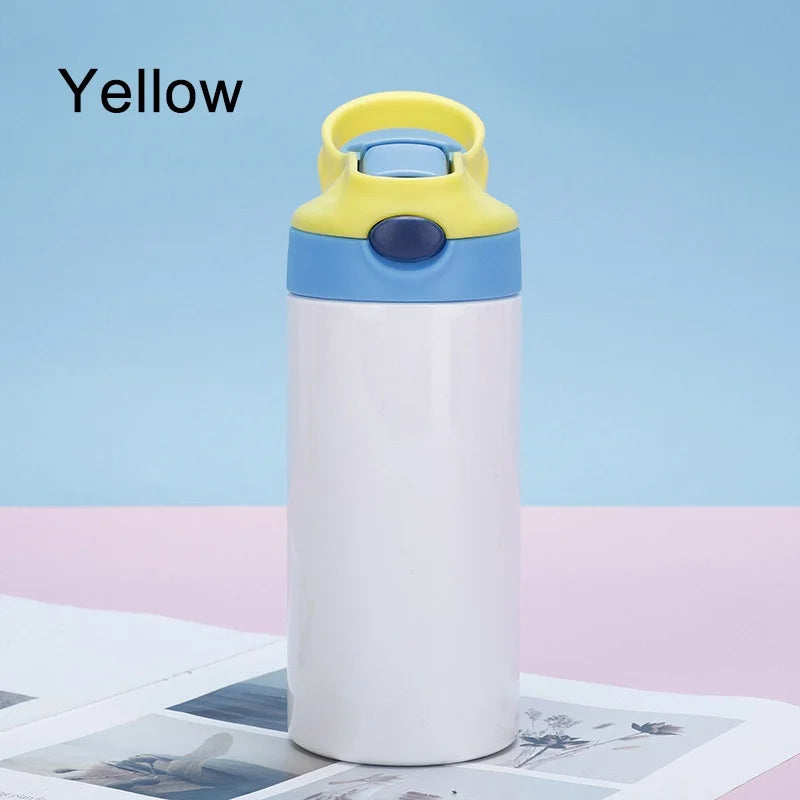Outdoor Simple Solid Color Stainless Steel Vacuum Thermos Cup with Straw with Handle Children's Water Cup Portable Sports Cup