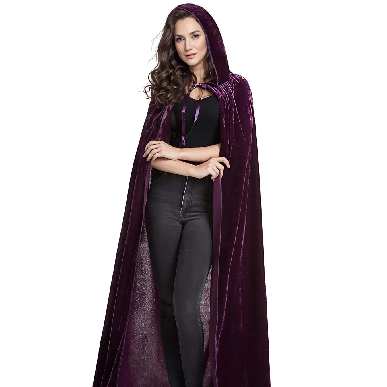 Christmas Grim Reaper Cloak Velvet long Hooded Unisex cape for Devil Witch Wizard Halloween Christmas Cosplay cloak
