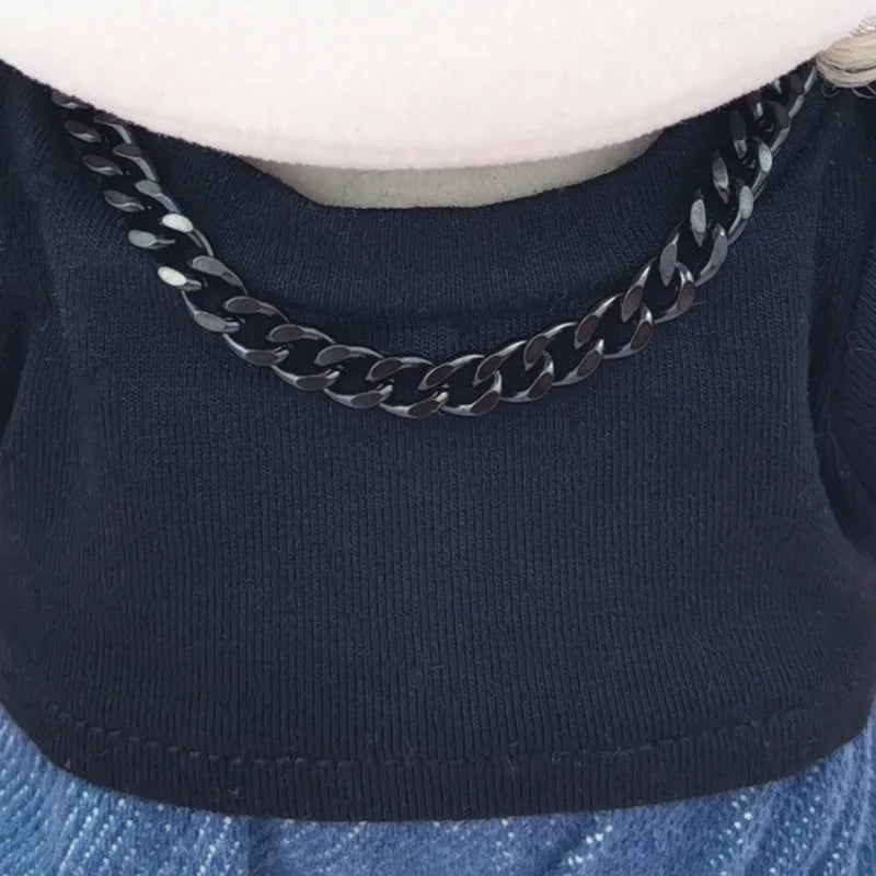 for 17CM Labubu Doll Accessories Mini Diy Hearts Shape Necklace Dress Up Plush Toy Cross Necklace Dollhouse Hanging Neck Pendant