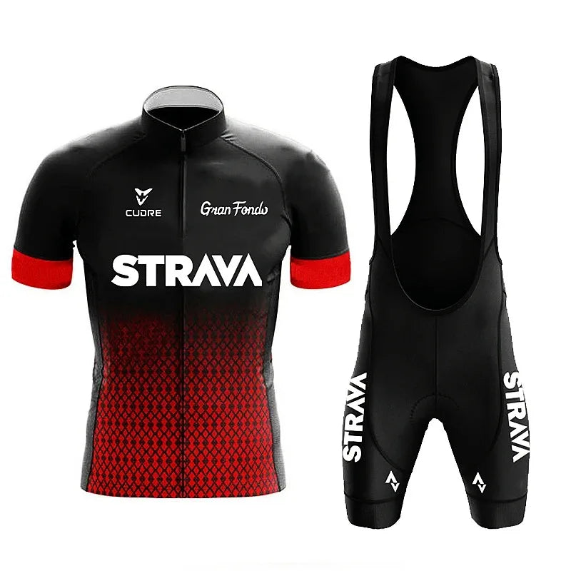 Strava Fietset voor Heren – Shirt & Bibshorts, Sneldrogend en Ademend