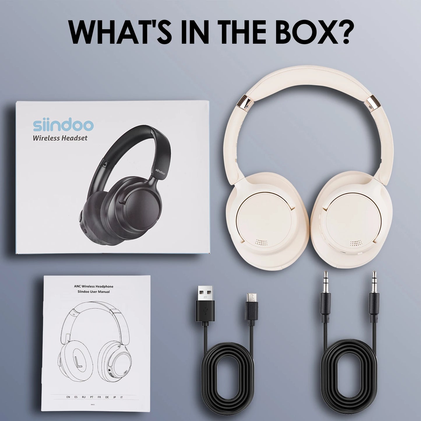 Siindoo New JH-ANC630 Active Noise Cancelling Wireless Headphones Over Ear Bluetooth earphones with Mic 70H Playtime Clear Calls