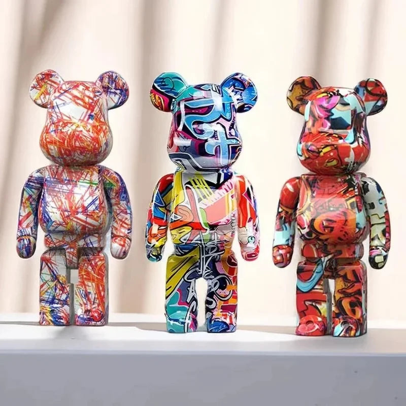 Figurine Ours Graffiti 27 cm – Décoration d'intérieur abstraite et tirelire