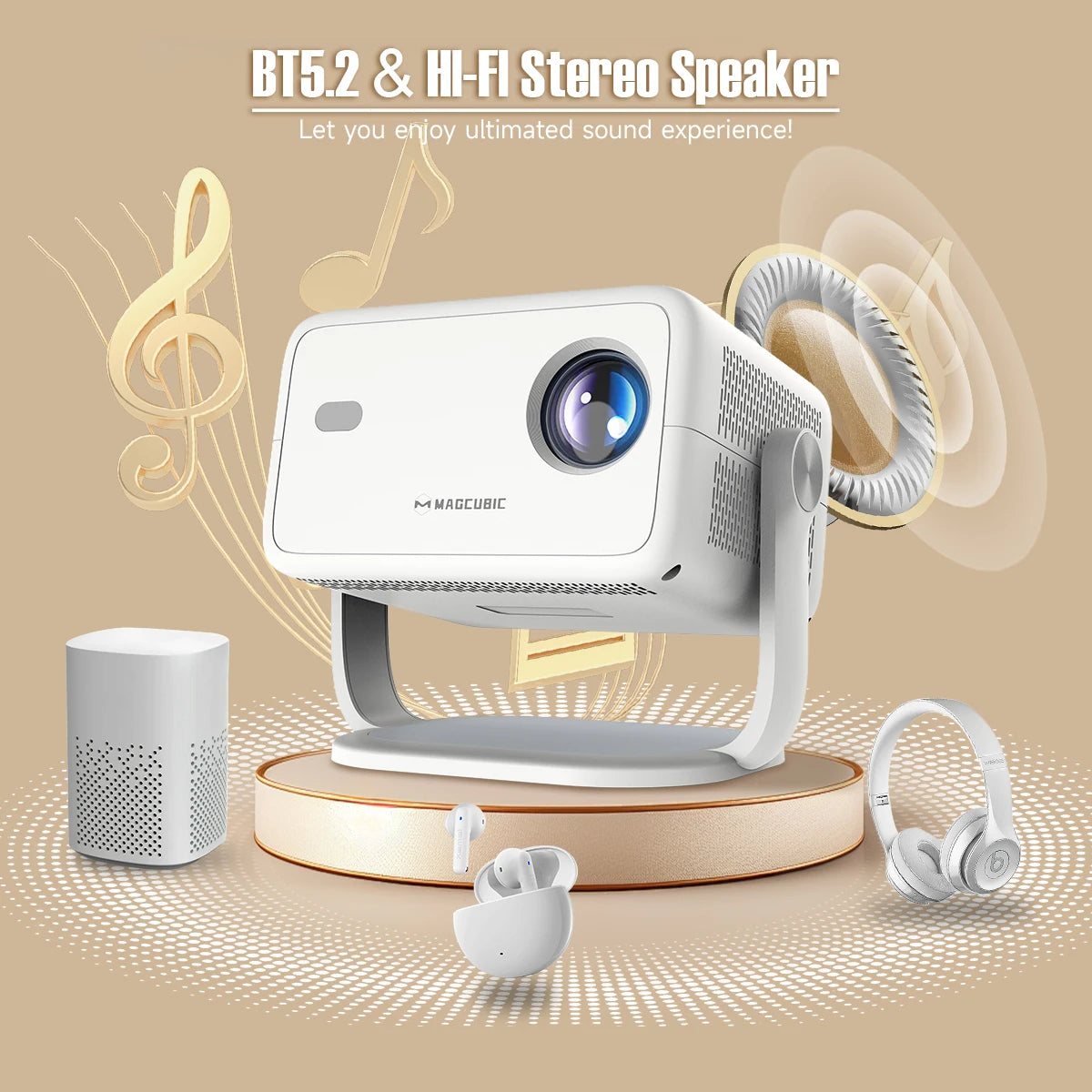 Magcubic L018 1080P Smart Projector with Android 11 – 650 ANSI, 4K Support, WiFi 6, Bluetooth 5.2