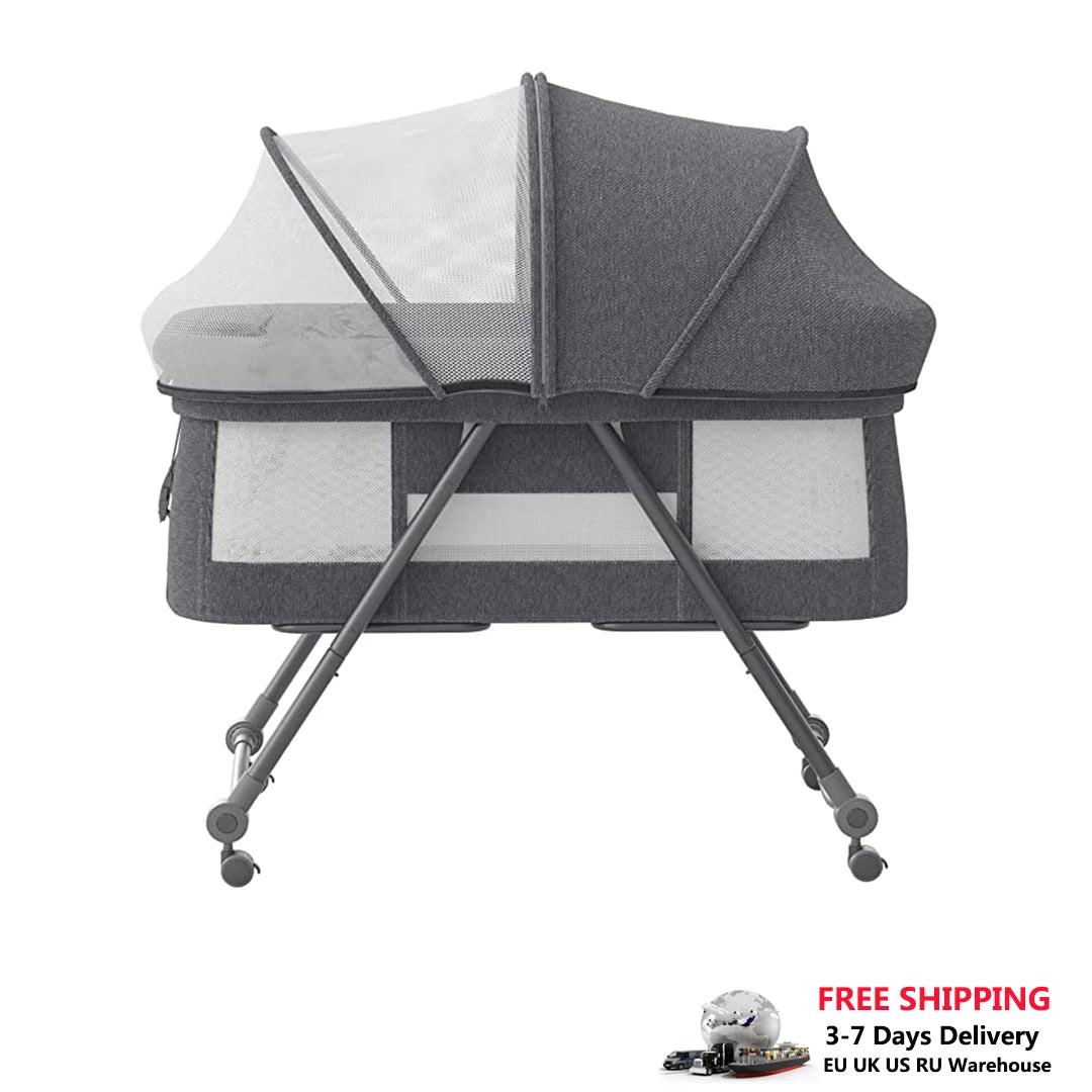 Baby Reisbed met Matras & Stille Wielen – Omvormbare Schommelwieg