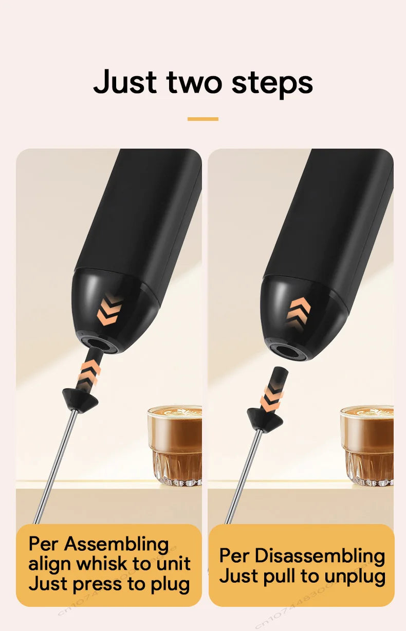 Electric Milk Frother USB Rechargeable Handheld Egg Beater 3 Speeds Foam Maker Mixer Coffee Drink Frothing Wand Foamer Kitchen