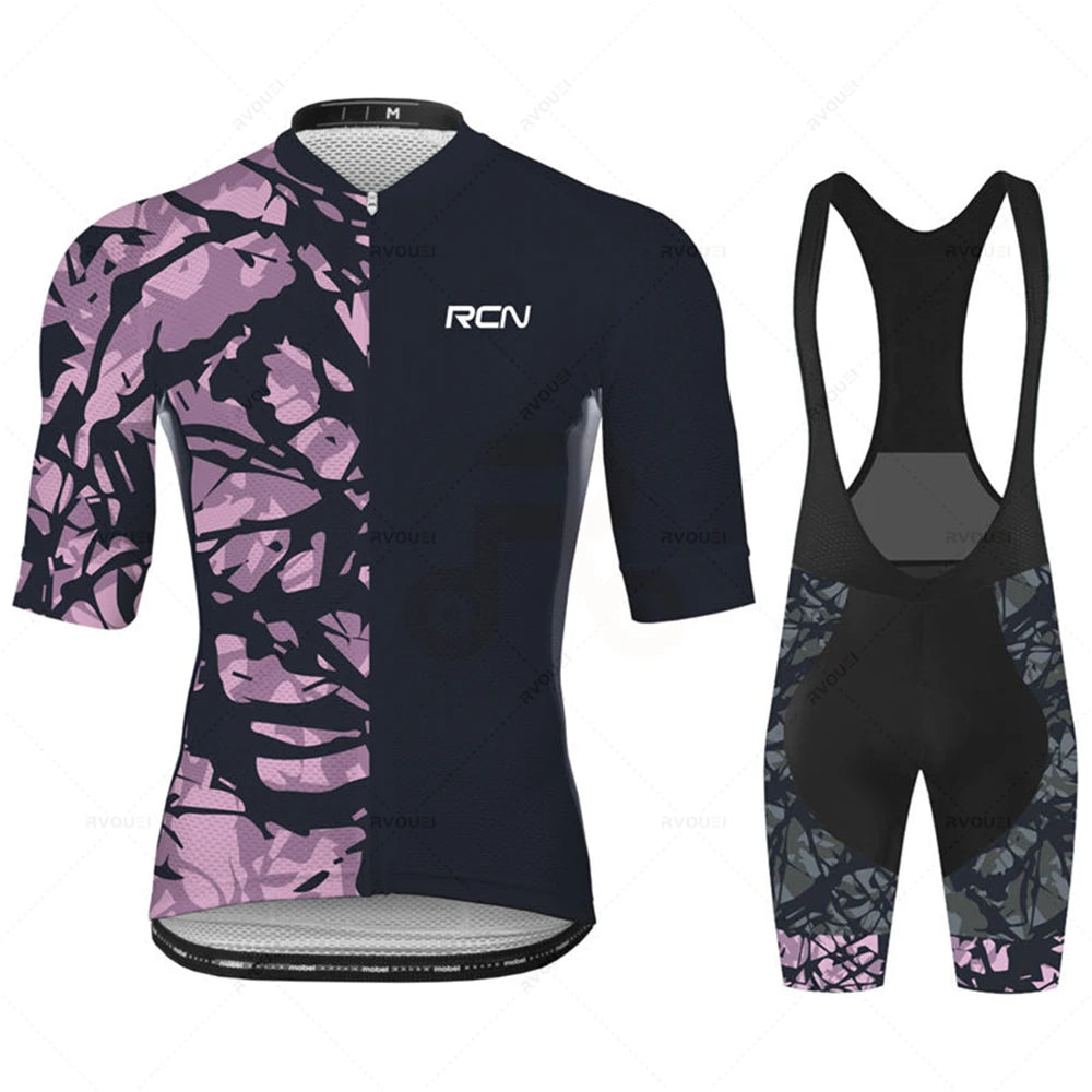 2025 RCN Pro Team Cycling Jersey Set – Men’s Short Sleeve Road Bike & MTB Racing Kit, Breathable Summer Bicycle Clothing with Bib Shorts