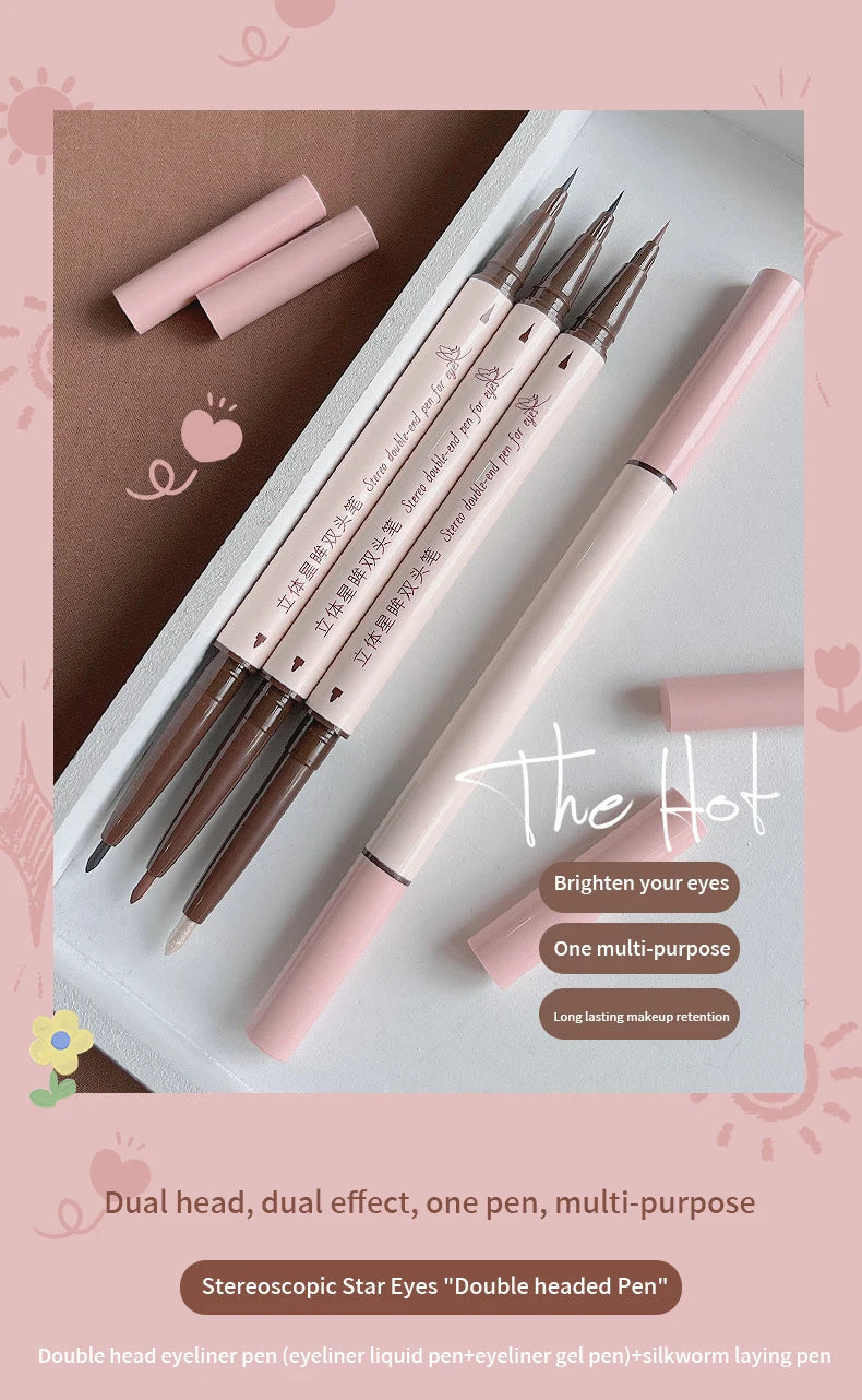 Eyeliner Double Head Pen For Smooth And Delicate Eye Makeup Quick Drying Film Forming Waterproof And Sweat Proof Eye Makeup