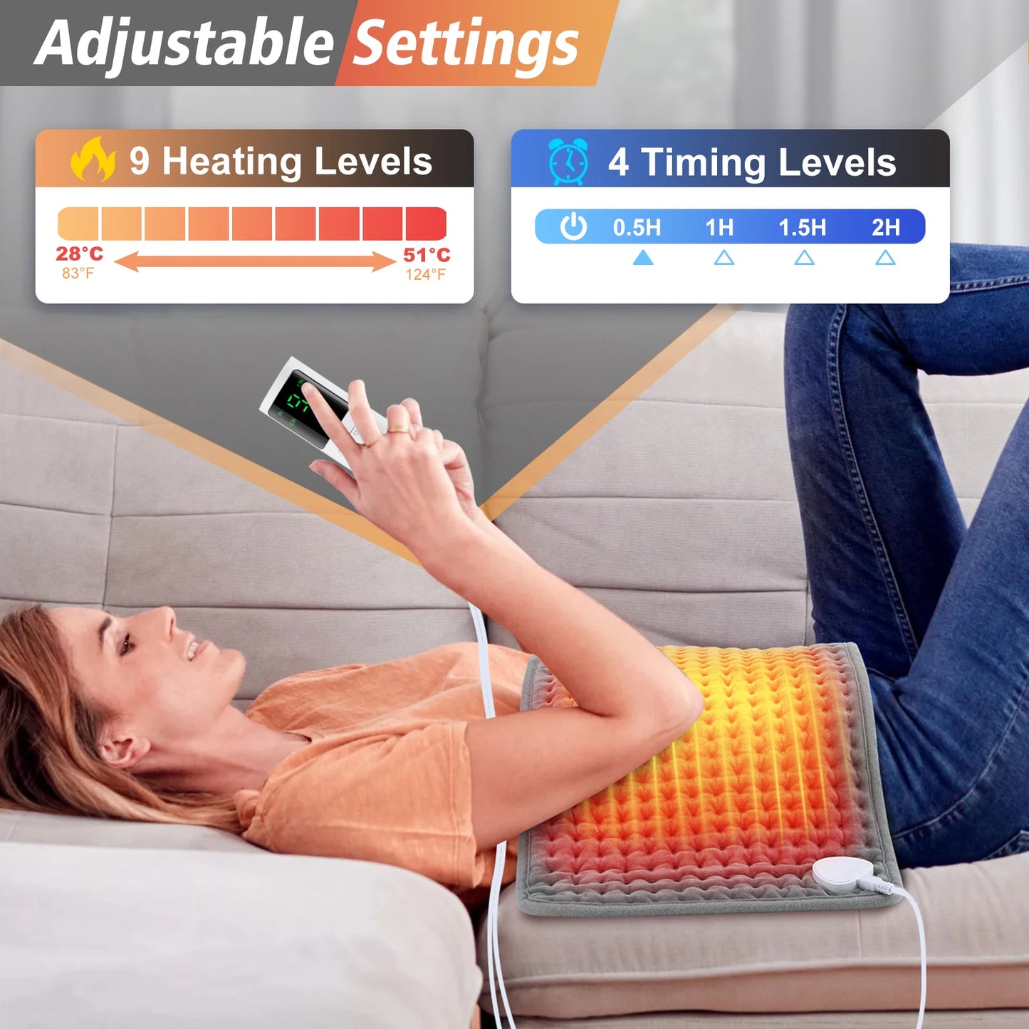 Electric Heating Pads for Back Neck Shoulder Pain Relief,Home Sofa Office Desktop Winter Warm Blanket,Auto-Off, Machine Washable