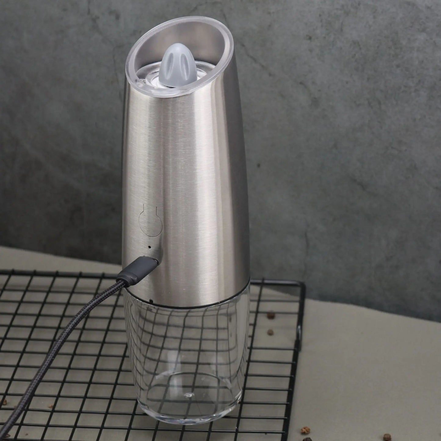 2PCElectric Pepper Grinder Salt And Pepper Grinder USB Rechargeable Adjustable Coarseness Spice Mill With LED Light Kitchen Tool