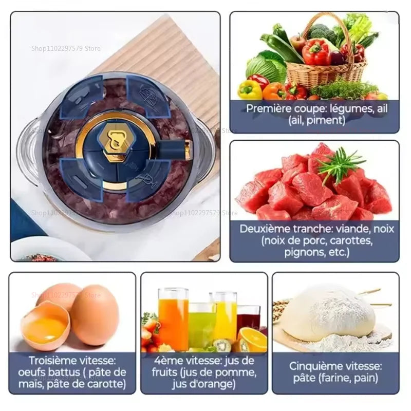 5L Large Capacity Meat Grinders Food Processor Stainless Steel Multi-Function Kitchen Mixer For Meat Vegetables Fruits Cooking
