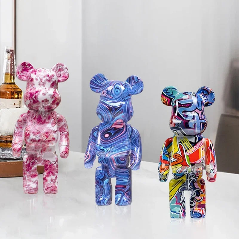 Figurine Ours Graffiti 27 cm – Décoration d'intérieur abstraite et tirelire
