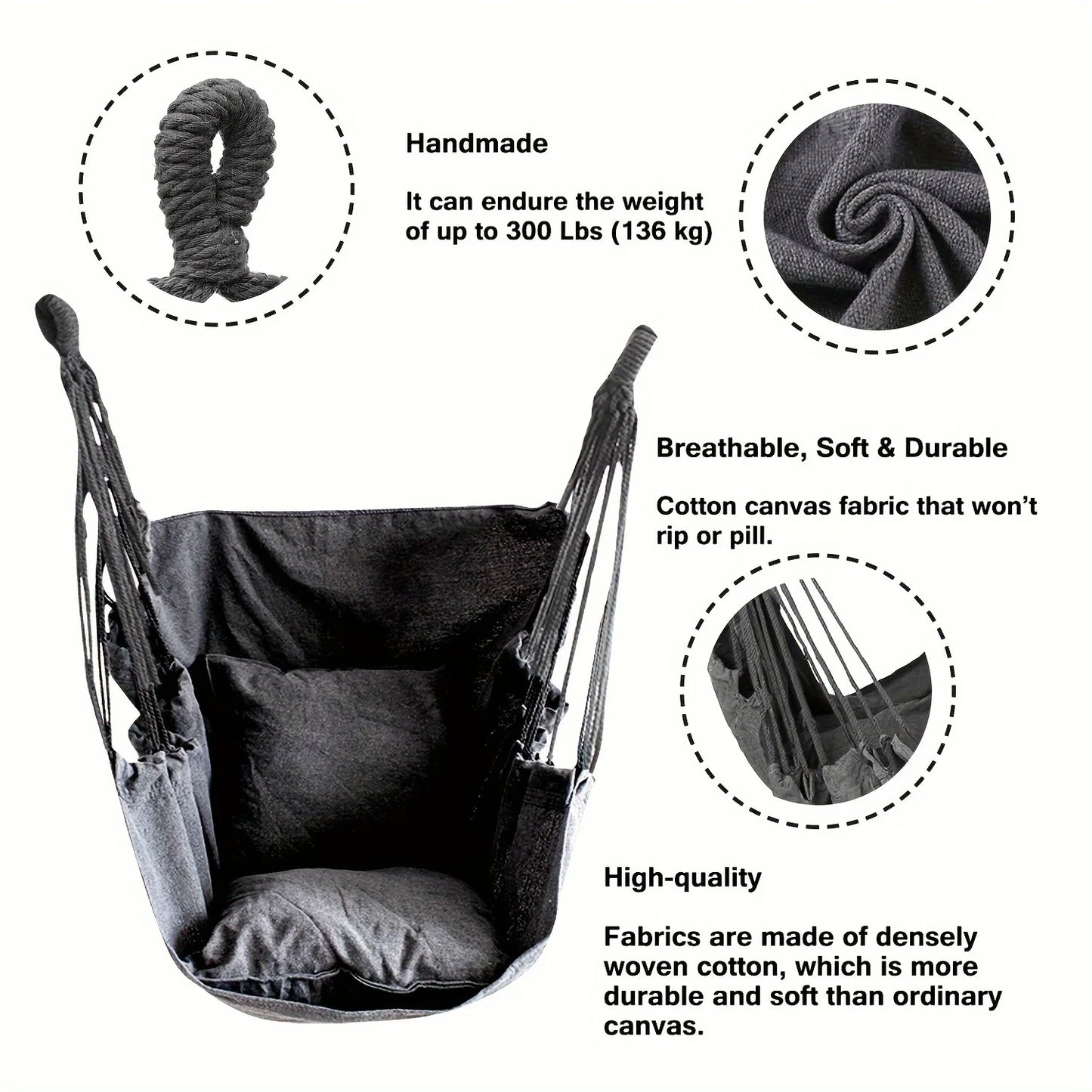 Hangout Haven™ – Chaise hamac relaxante avec sac de rangement