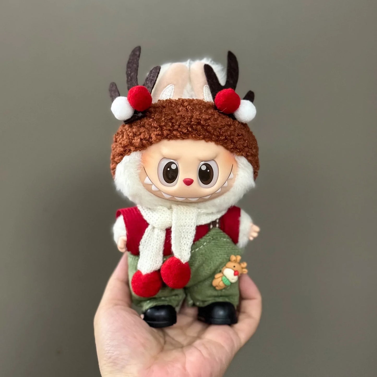 Labubu Doll Christmas Outfit - Festive Holiday Costume Set, Cute Plush Santa Dress with Accessories for Dolls (Clothes Only)