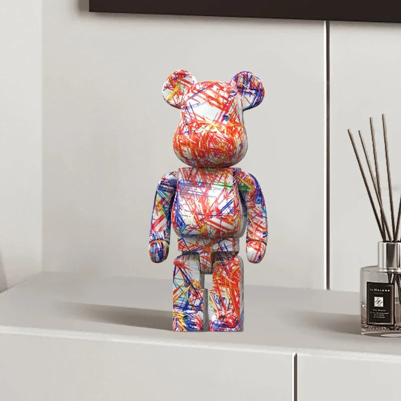 Figurine Ours Graffiti 27 cm – Décoration d'intérieur abstraite et tirelire