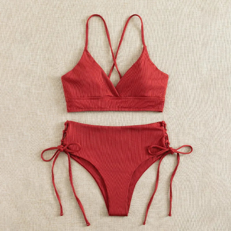 Cikini V-hals split bikiniset voor dames