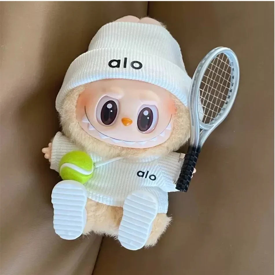 Cute Labubus Bunny Doll alo Accessories with Knitted Clothes Labu bu Tennis Sports Set Sweater for Toy Collectors Clothes