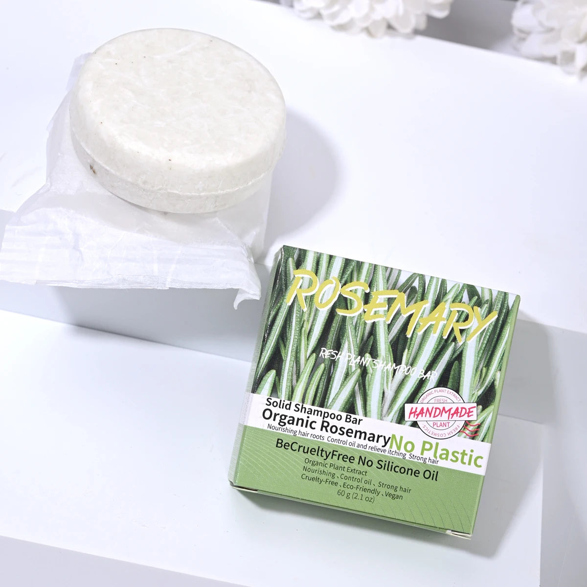 Natural Rosemary Shampoo Soap 60g – Handmade Anti-Dandruff & Oil Control