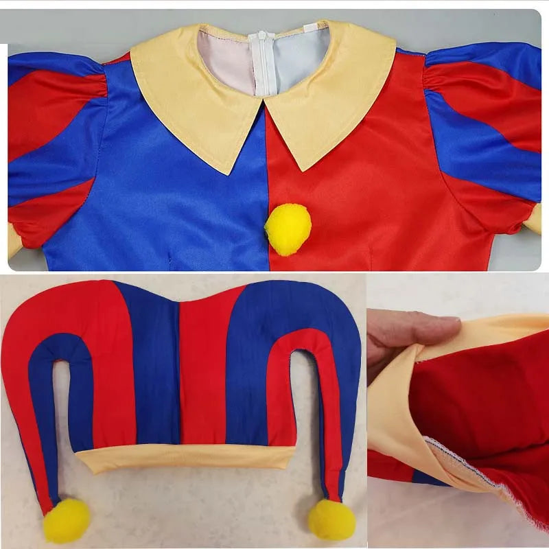 Circus Pomni Cosplay Costume with Hat Gloves Halloween Costumes