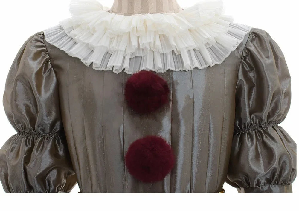 New Halloween Adult Men Pennywise Clown Cosplay Costume Carnival Party Boys Girls Stage Performance Villain Vintage Clothing Set