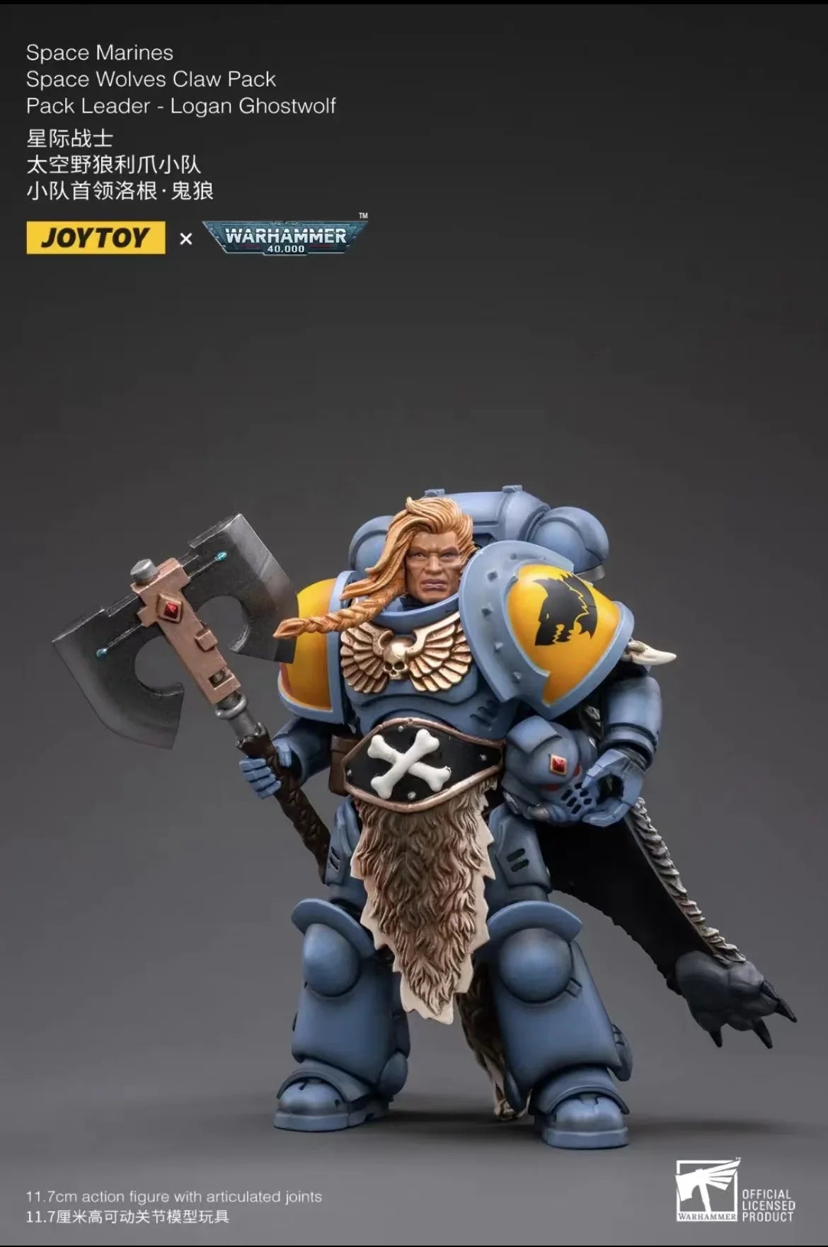1/18 JOYTOY Actionfigur – Warhammer 40K Horus Heresy Space Wolves Logan Ghostwolf Mecha Modell