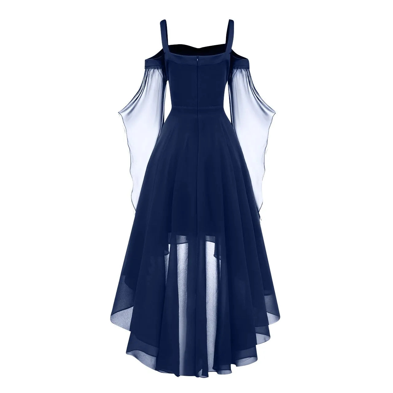 Halloween Witch Cosplay Costumes Women Casual Plus Size Cold Shoulder Dress Solid Color Chiffon Butterfly Sleeve Gothic Dress