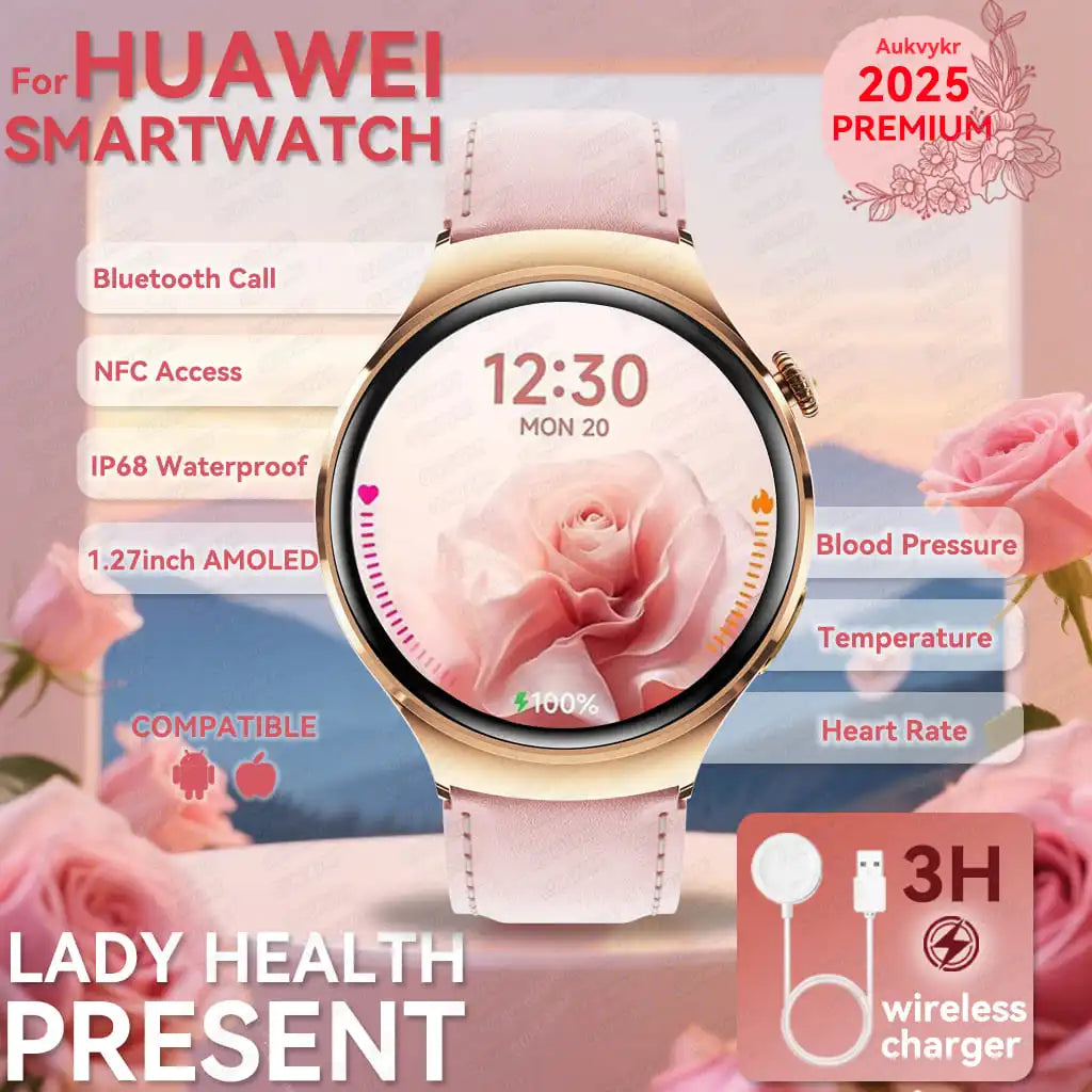 2025For HUAWEI Smart Watch Women GPS Trajectory Heart Rate Blood Pressure NFC Bluetooth Call 1.27inch AMLOED Smartwatches Ladies