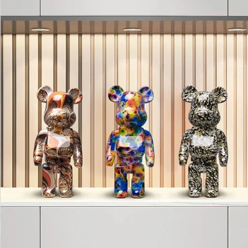 Figurine Ours Graffiti 27 cm – Décoration d'intérieur abstraite et tirelire