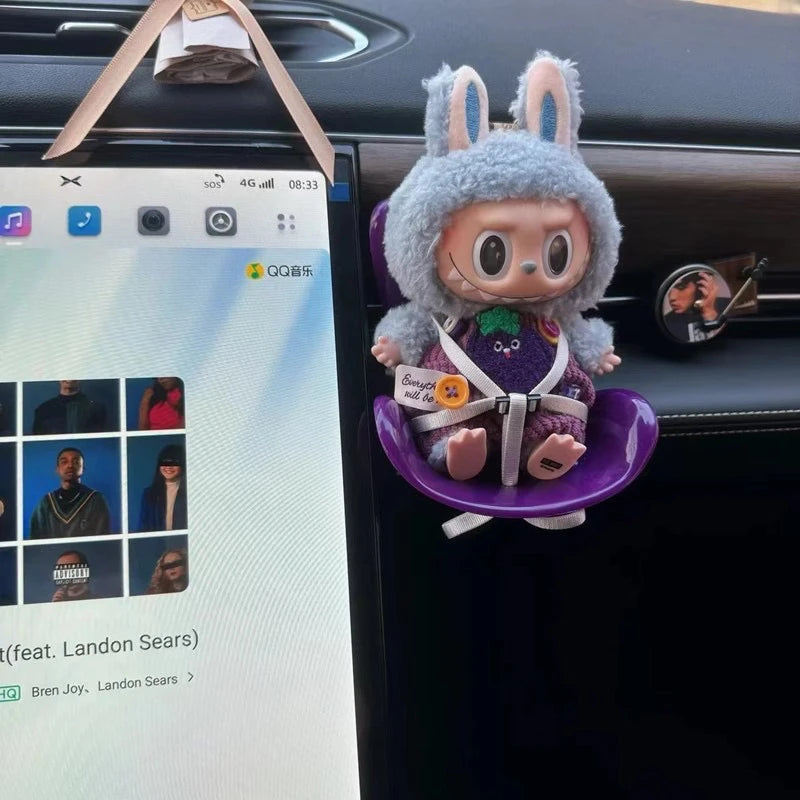 15-17cm doll Seat Labubu carseat Safety Seat Cute Doll Air Outlet Aromatherapy decoration high-grade Car Interior Decoration