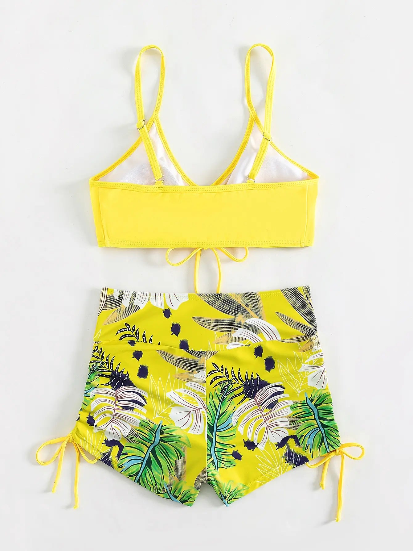 2025 High Waist Drawstring Front Bikini Set – Women's Swimsuit Swimwear Beachwear