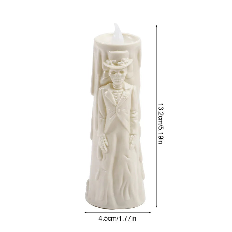 Halloween Horror Ghost Bride Groom LED Candle Electronic Light Halloween Skeleton Lamp Party Decoration Flameless Night Lights