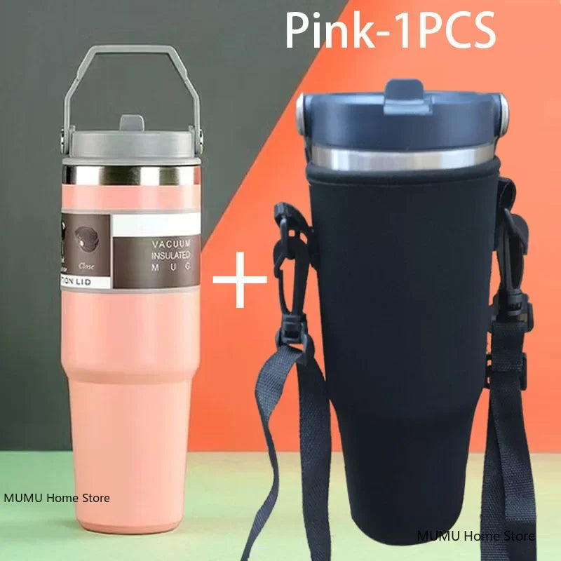 20oz/30oz Stainless Steel Thermos Mug With Straw Keeps Cold and Heat Thermal Mug Tumbler Outdoor Sports Thermal Water Bottle